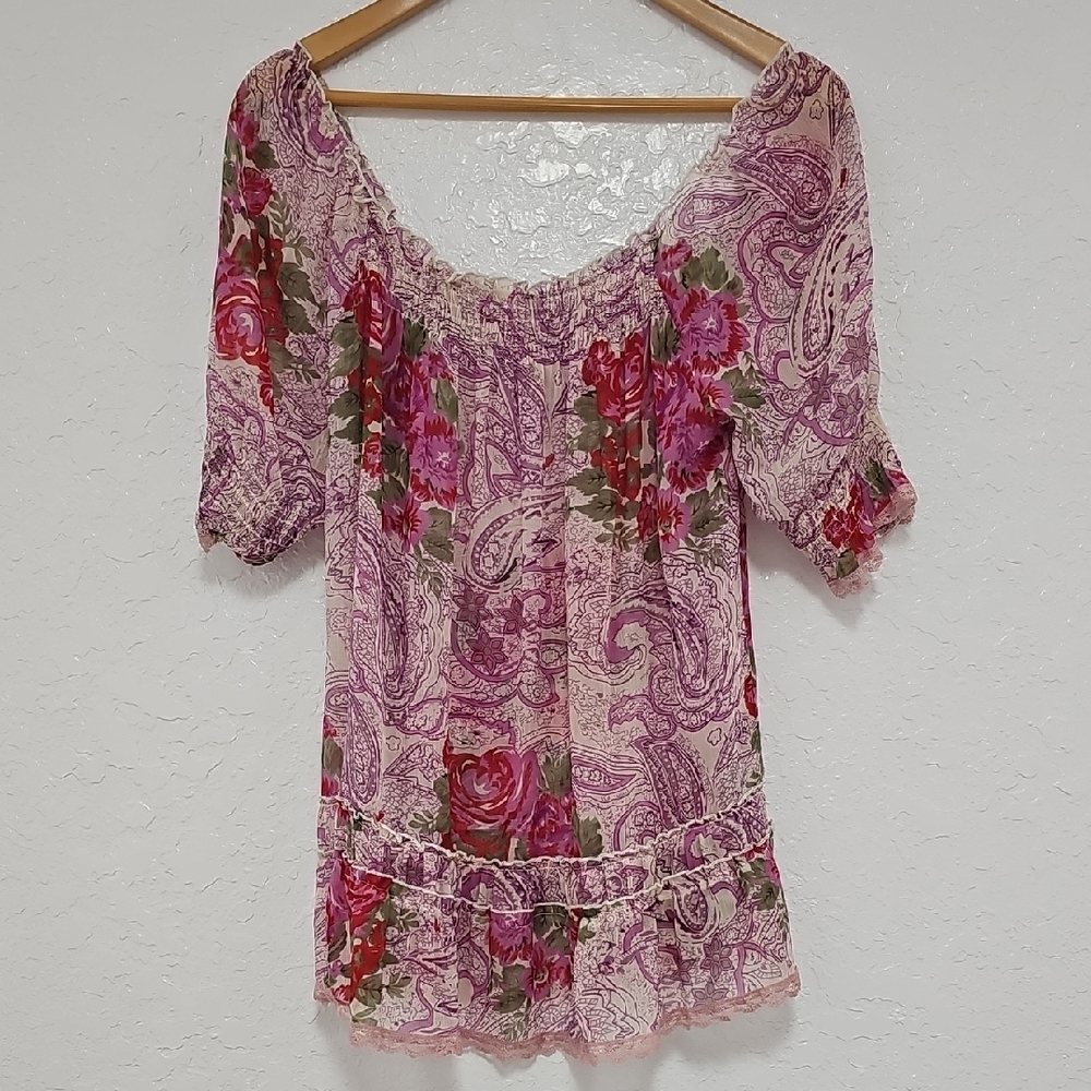 Floral Paisley Floral Chiffon Top